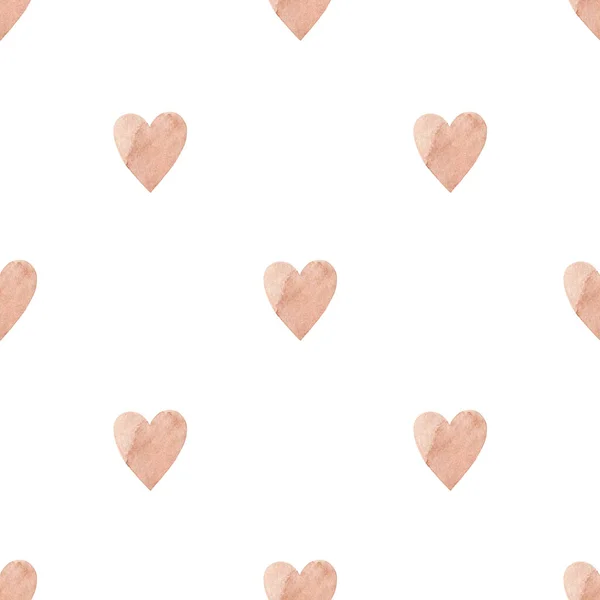 Minimalist aesthetic seamless pattern with pink hearts. Watercolor hand-drawn illustration. Perfect for textile, fabrics, wrapping paper, linens, invitations, cards, prints, nursery decor, covers.