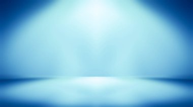 Ürününüzü göstermek ve arka planda kullanmak için kullanılan mavi boş oda stüdyo gradyanı
