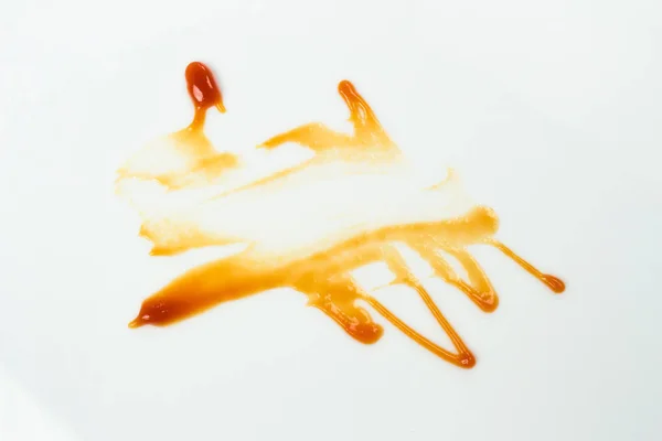 Tomatensauce Isoliert Auf Weißem Hintergrund Roter Ketchup Spritzt Vereinzelt Auf — Stockfoto