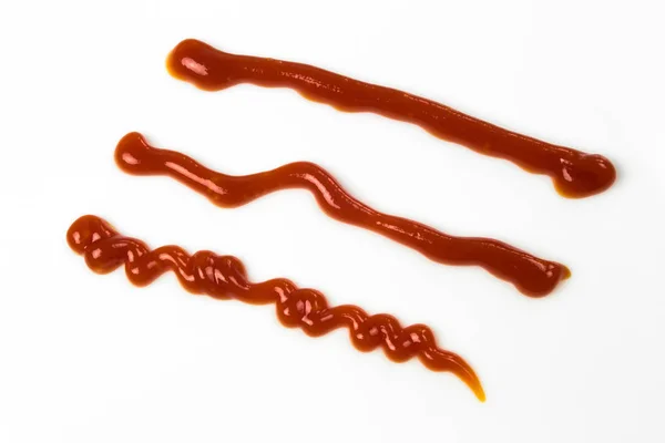 Tomatsås Isolerad Vit Bakgrund Röd Ketchup Stänk Isolerade Vit Bakgrund — Stockfoto