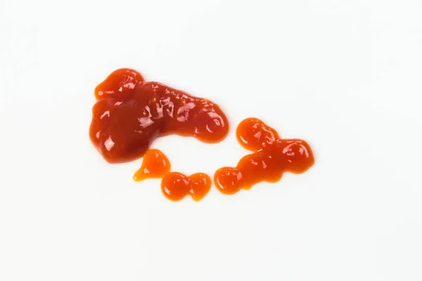 Salsa Pomodoro Isolata Fondo Bianco Spruzzi Ketchup Rosso Isolati Sfondo — Foto Stock