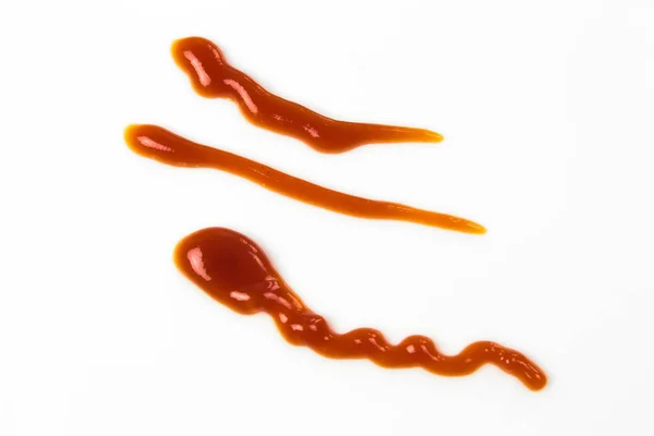 Tomatsås Isolerad Vit Bakgrund Röd Ketchup Stänk Isolerade Vit Bakgrund — Stockfoto