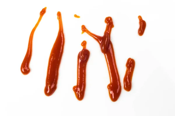 Tomatensaus Geïsoleerd Een Witte Achtergrond Rode Ketchup Spatten Geïsoleerd Witte — Stockfoto