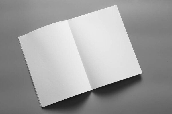 Blank portrait A4. brochure magazine isolated on gray, changeable background / white paper isolated on gray