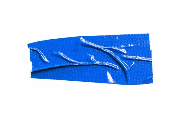 Blauwe Tape Witte Achtergrond Plakband Lijm Stukken Gescheurd — Stockfoto