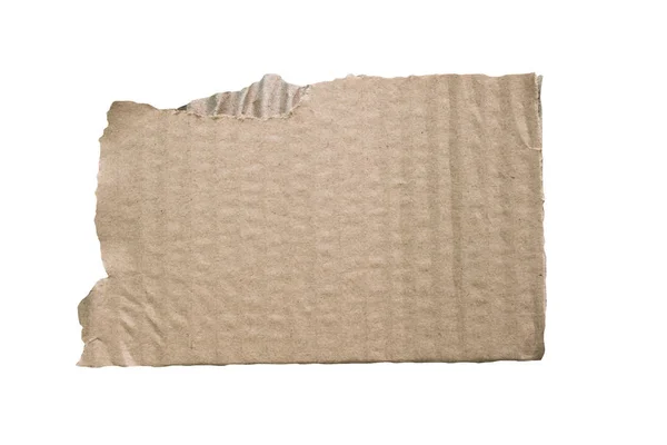 Kahverengi Doku Kağıt Beyaz Arka Plan Üzerinde Yırtık Oluklu Karton — Stok fotoğraf