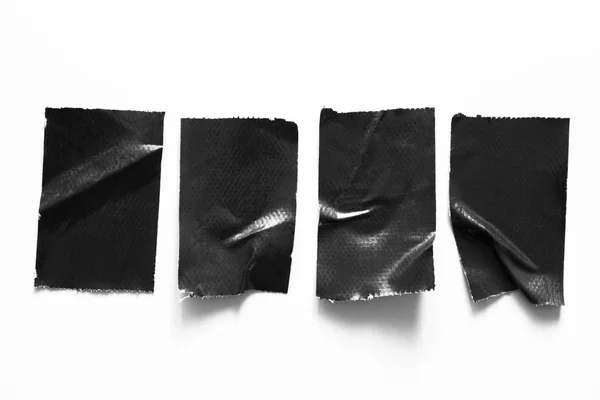 Set Black Tapes White Background Torn Horizontal Different Size Black Stock Picture