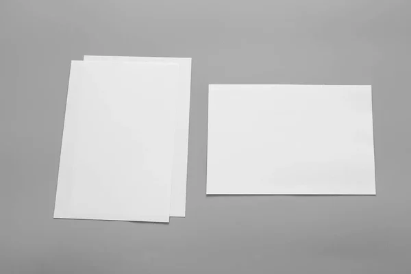 Blank Portrait Mock Paper Brochure Magazine Isolated Gray Changeable Background — Stock Photo, Image