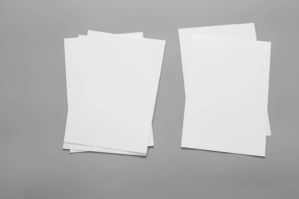 Blank Portrait Mock Paper Brochure Magazine Isolated Gray Changeable Background — Stock Photo, Image