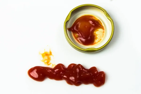 Salsa Pomodoro Isolata Fondo Bianco Spruzzi Ketchup Rosso Isolati Sfondo — Foto Stock