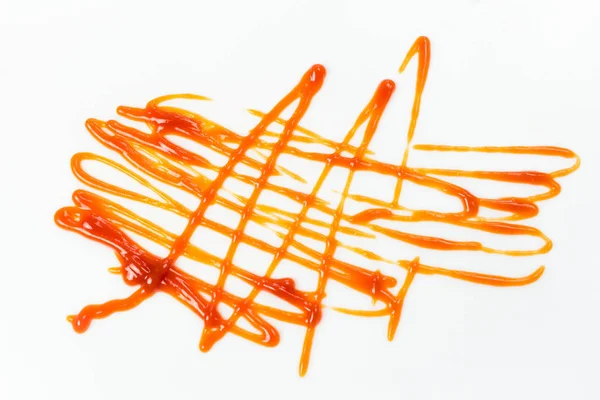 Salsa Tomate Aislada Sobre Fondo Blanco Salpicaduras Ketchup Rojo Aisladas —  Fotos de Stock