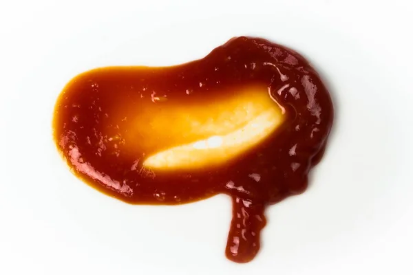 Salsa Pomodoro Isolata Fondo Bianco Spruzzi Ketchup Rosso Isolati Sfondo — Foto Stock