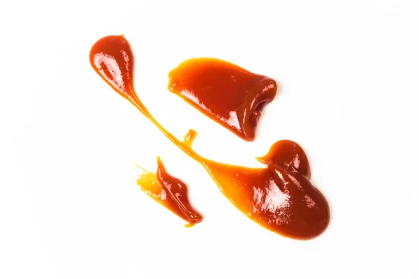 Tomatsås Isolerad Vit Bakgrund Röd Ketchup Stänk Isolerade Vit Bakgrund — Stockfoto