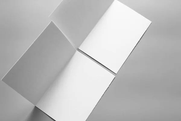 Blank Portrait Mock Paper Brochure Magazine Isolated Gray Changeable Background Royalty Free Stock Photos