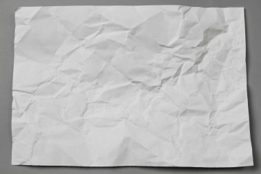 Boş portre mockup kağıt buruşuk. Gri arka plan üzerinde izole broşür dergi.