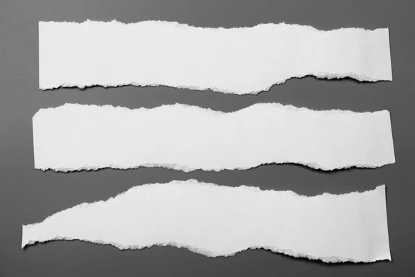 Белая Порванная Бумага Сером Фоне Коллекционный Разрыв Бумаги — стоковое фото