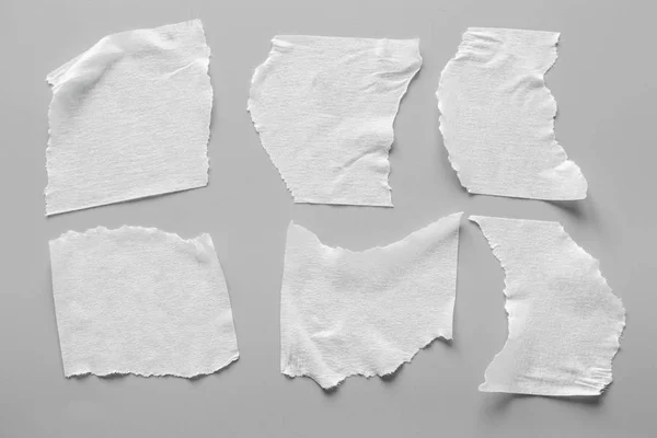 Set Witte Banden Grijze Achtergrond Horizontale Verschillende Grootte Wit Plakband — Stockfoto