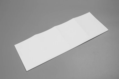 Boş dikey A4. gri, değiştirilebilir arka plan izole broşür dergi / beyaz kağıt izole gri üzerine