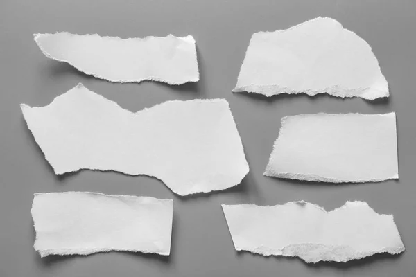 white torn paper on gray background. collection paper rip