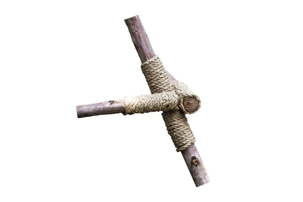 Верёвка Дерево Изолированное Белом Фоне — стоковое фото