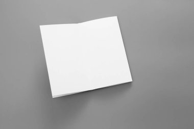 Boş dikey A4. gri, değiştirilebilir arka plan izole broşür dergi / beyaz kağıt izole gri üzerine