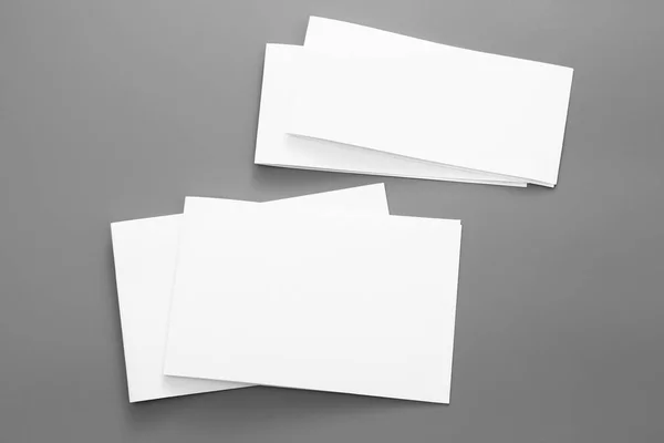 Blank Portrait Mock Paper Brochure Magazine Isolated Gray Changeable Background — Stock Photo, Image