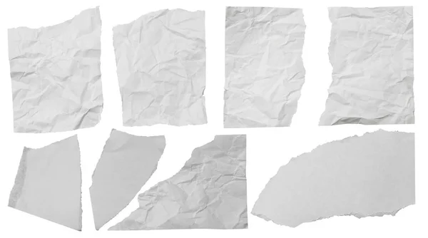 Biały Papier Rozdarty Białym Tle Kolekcja Papieru Rip — Zdjęcie stockowe