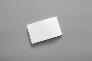 Boş portre mock-up kağıt. gri, değiştirilebilir arka plan izole broşür dergi / beyaz kağıt izole gri üzerine