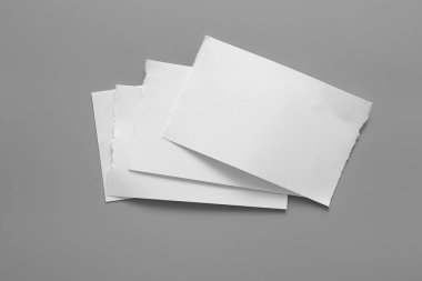 Boş portre mock-up kağıt. gri, değiştirilebilir arka plan izole broşür dergi / beyaz kağıt izole gri üzerine