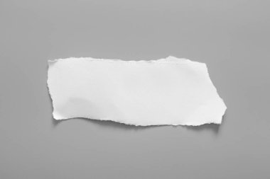 Gri arka planda beyaz yırtık kağıt. koleksiyon kağıdı yırtılması