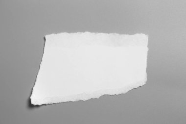 Gri arka planda beyaz yırtık kağıt. koleksiyon kağıdı yırtılması