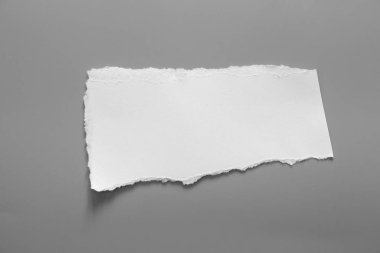 Gri arka planda beyaz yırtık kağıt. koleksiyon kağıdı yırtılması