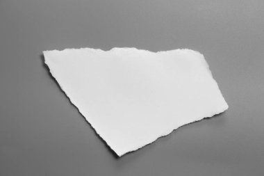 Gri arka planda beyaz yırtık kağıt. koleksiyon kağıdı yırtılması