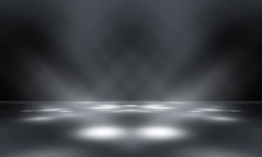 Dark gray studio room background, grey floor backdrop with spotlight 