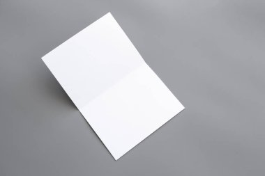 Boş dikey A4. gri, değiştirilebilir arka plan izole broşür dergi / beyaz kağıt izole gri üzerine