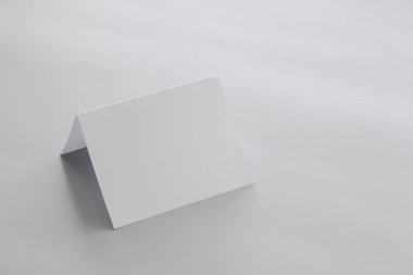 Boş dikey A4. gri, değiştirilebilir arka plan izole broşür dergi / beyaz kağıt izole gri üzerine
