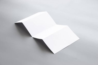 Boş dikey A4. gri, değiştirilebilir arka plan izole broşür dergi / beyaz kağıt izole gri üzerine