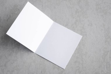 Boş portre mock-up kağıt. gri, değiştirilebilir arka plan izole broşür dergi / beyaz kağıt izole gri üzerine