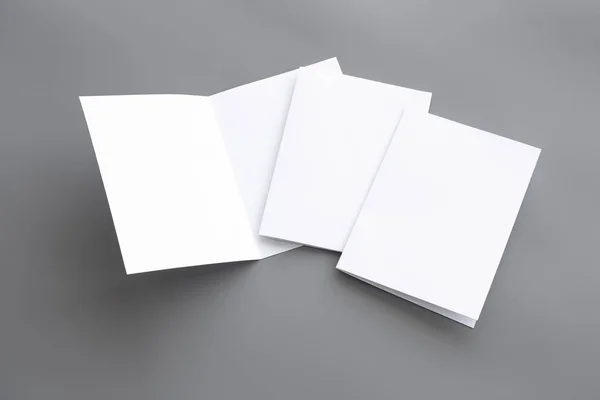 Blank Portrait Brochure Magazine Isolated Gray Changeable Background White Paper — Stock Photo, Image