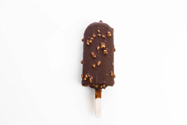 real ice cream stick on white background