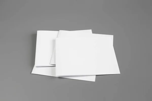 Blank Portrait Brochure Magazine Isolated Gray Changeable Background White Paper — Stock Photo, Image