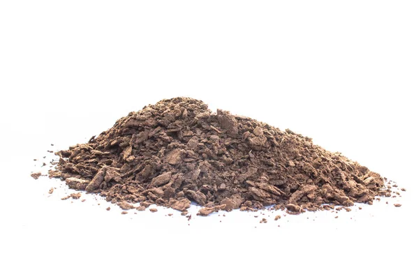 Brown Earth White Background Natural Soil Texture Pile Heap Soil — Stock Photo, Image