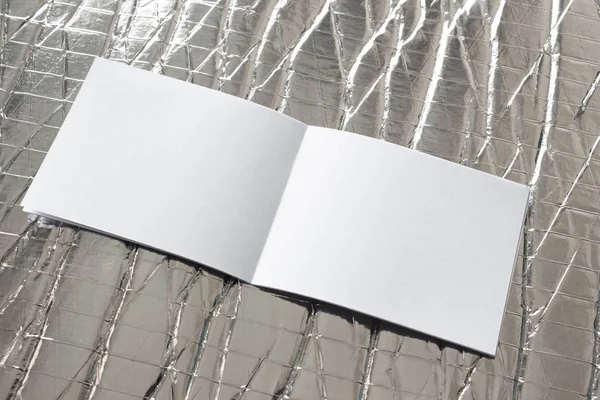 Blank Mock Paper Isolated Gray Brochure Magazine Isolated Silver Paper — 스톡 사진