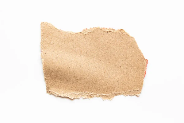 Brown Korrugerad Textur Papper Slits Vit Bakgrund Rip Kartong Blad — Stockfoto