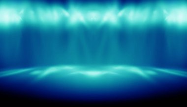 Perspektif zemin arkaplan mavi oda stüdyosu açık mavi sahne ışığı arka planı ürününüzü veya sanat eserinizi göstermek için 