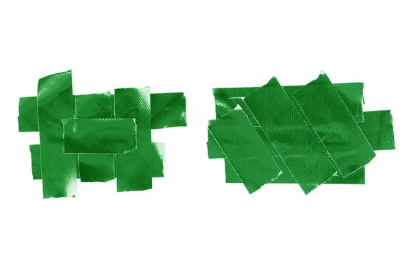 Set Green Tapes White Background Torn Horizontal Different Size Black — Stockfoto