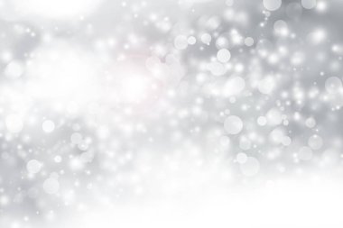 Beyaz bulanık arkaplan. Bokeh Noel 'i güzel, parlak Noel ışıklarını bulanıklaştırdı