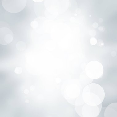 Beyaz ve gri soyut arkaplan. Bokeh Noel 'i güzel, parlak Noel ışıklarını bulanıklaştırdı
