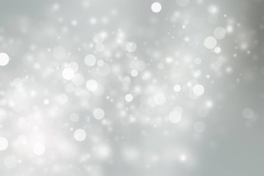 Beyaz ve gri soyut arkaplan. Bokeh Noel 'i güzel, parlak Noel ışıklarını bulanıklaştırdı