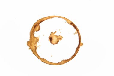 Beyaz kağıt üzerinde kahve bir fincan Lekeler / Kahve Lekeler Seti / kahve boya lekeleri